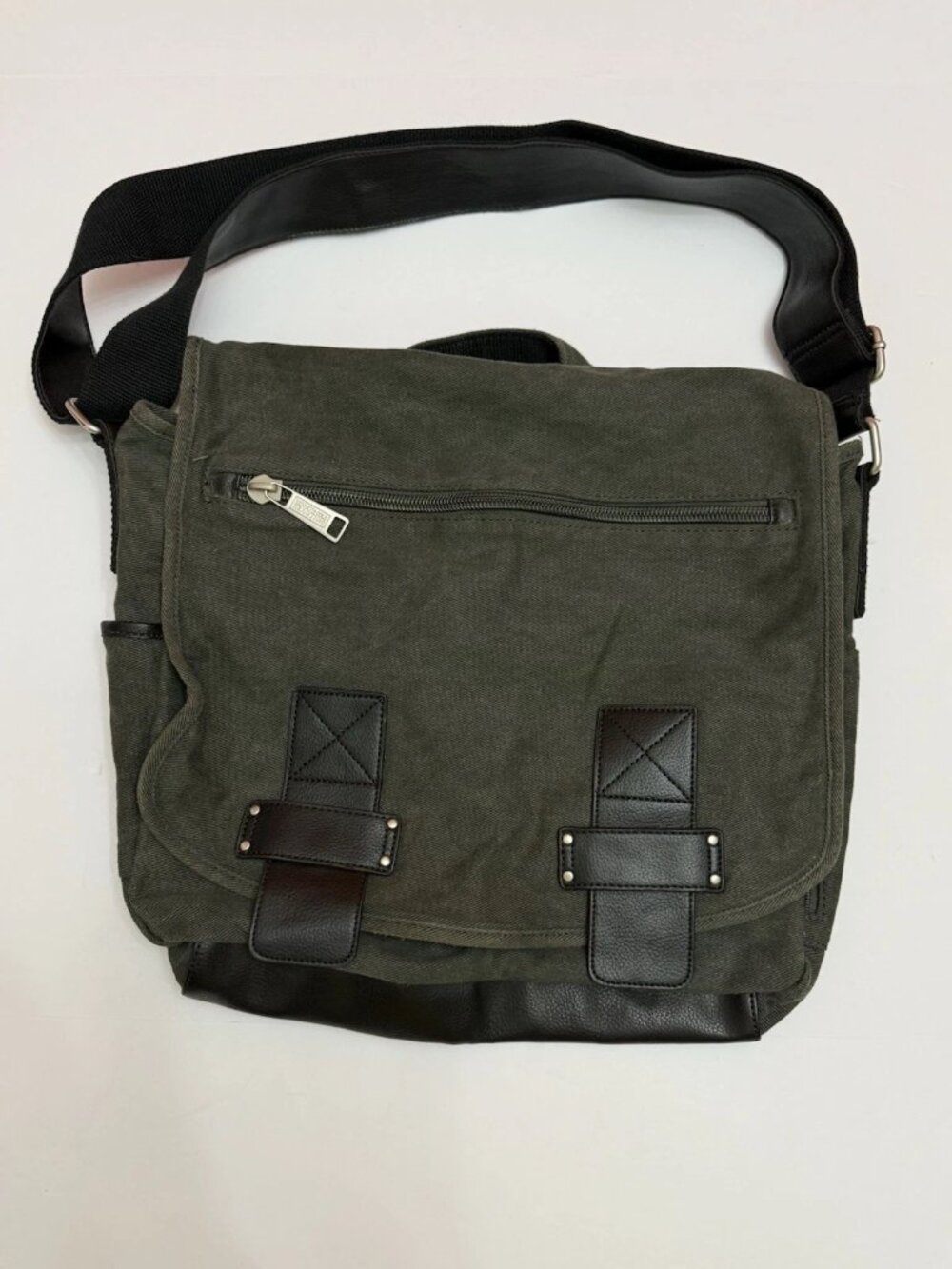 Kenneth Cole Reaction Canvas Messenger Bag Black Laptop Crossbody Bag